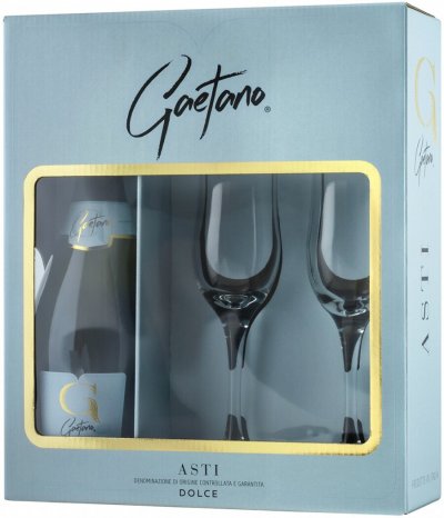 Набор "Gaetano" Asti DOCG, gift set with 2 glasses