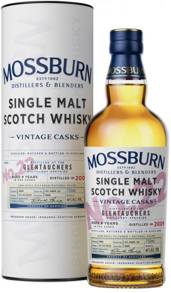 Виски Mossburn, Vintage Casks No.22 Glentauchers, in tube, 0.7 л