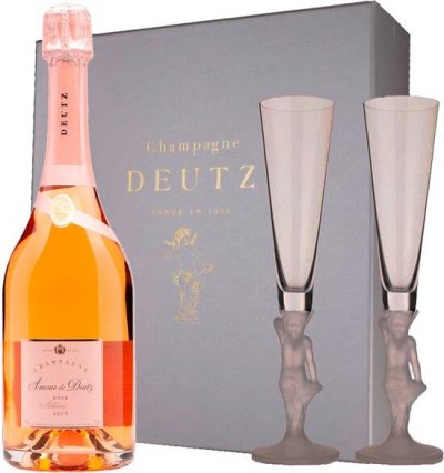 Набор "Amour de Deutz" Brut Rose, 2009, gift box with 2 glasses