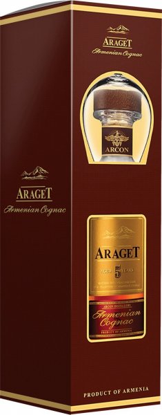 Коньяк "Araget" 5 Years Old, gift box with glass, 0.5 л