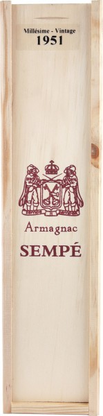 Арманьяк Armagnac Sempe, Millesime, Armagnac AOC, 1951, wooden box, 0.5 л