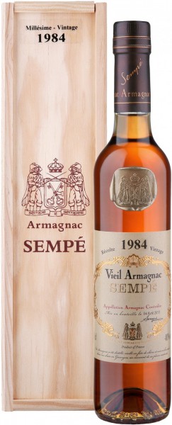 Арманьяк Armagnac Sempe, Millesime, Armagnac AOC, 1984, wooden box, 0.5 л