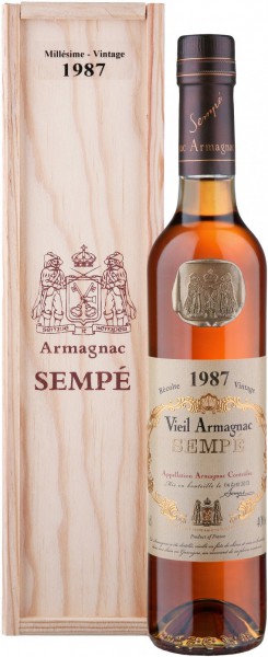 Арманьяк Armagnac Sempe, Millesime, Armagnac AOC, 1987, wooden box, 0.5 л