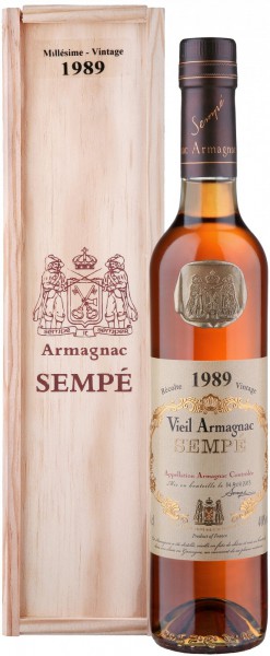 Арманьяк Armagnac Sempe, Millesime, Armagnac AOC, 1989, wooden box, 0.5 л