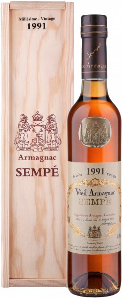 Арманьяк Armagnac Sempe, Millesime, Armagnac AOC, 1991, wooden box, 0.5 л