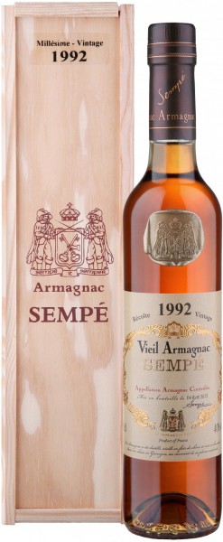 Арманьяк Armagnac Sempe, Millesime, Armagnac AOC, 1992, wooden box, 0.5 л