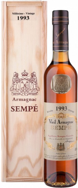Арманьяк Armagnac Sempe, Millesime, Armagnac AOC, 1993, wooden box, 0.5 л