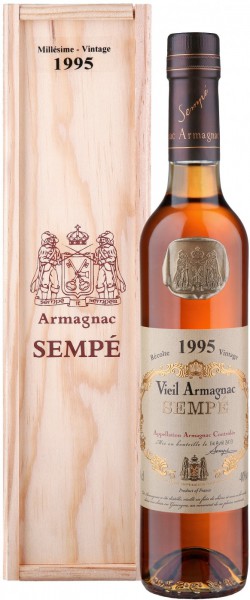 Арманьяк Armagnac Sempe, Millesime, Armagnac AOC, 1995, wooden box, 0.5 л