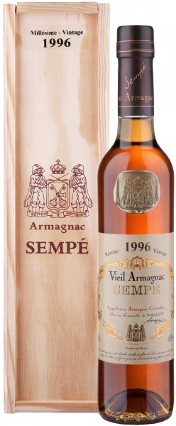 Арманьяк Armagnac Sempe, Millesime, Armagnac AOC, 1996, wooden box, 0.5 л