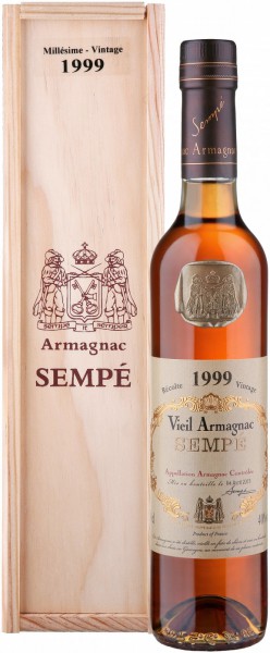 Арманьяк Armagnac Sempe, Millesime, Armagnac AOC, 1999, wooden box, 0.5 л