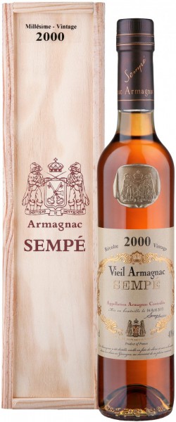 Арманьяк Armagnac Sempe, Millesime, Armagnac AOC, 2000, wooden box, 0.5 л