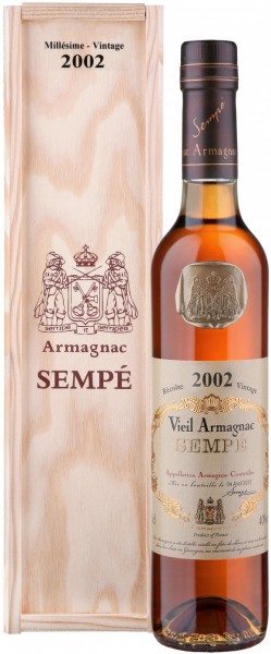 Арманьяк Armagnac Sempe, Millesime, Armagnac AOC, 2002, wooden box, 0.5 л