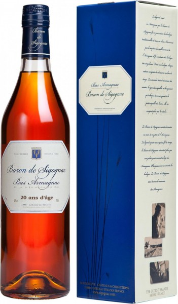 Арманьяк "Baron de Sigognac" 20 ans d'age, gift box, 0.7 л