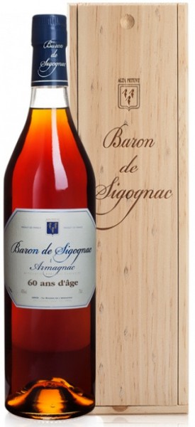 Арманьяк "Baron de Sigognac" 60 ans d'age, wooden box, 0.7 л