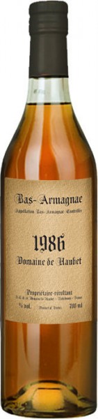 Арманьяк "Domaine de Haubet", Bas-Armagnac AOC, 1986, 2.5 л