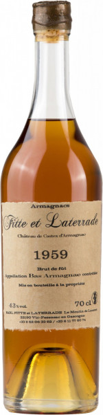 Арманьяк Fitte et Laterrade, Chateau de Castex d'Armagnac, Bas Armagnac AOC, 1959, 0.7 л