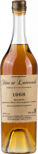 Арманьяк Fitte et Laterrade, Chateau de Castex d'Armagnac, Bas Armagnac AOC, 1968, 0.7 л