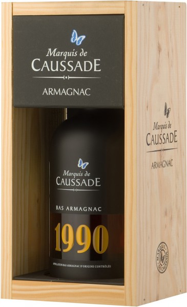 Арманьяк Marquis de Caussade, Bas Armagnac AOC, 1990, wooden box, 0.7 л