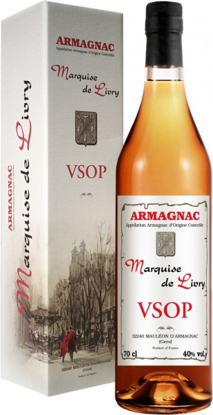 Арманьяк "Marquise de Livry" VSОР, Armagnac AOC, gift box, 0.7 л