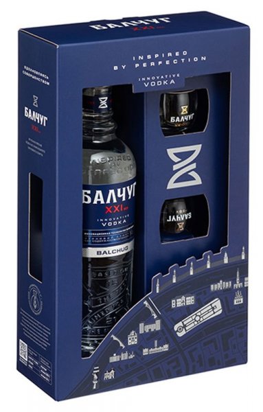 Водка "Балчуг" XXI век, gift box with 2 glasses, 0.5 л