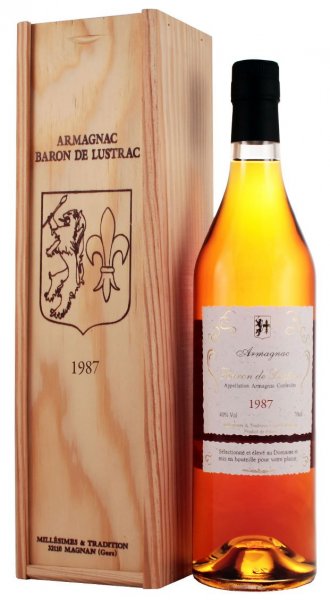 Арманьяк Baron de Lustrac, Bas-Armagnac 1987, gift box, 0.5 л