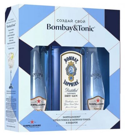 Набор "Bombay Sapphire", gift set with 2 bottles of "S. Pellegrino" Tonica
