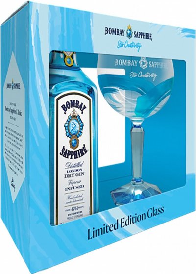 Джин "Bombay Sapphire", gift box with glass, 0.7 л