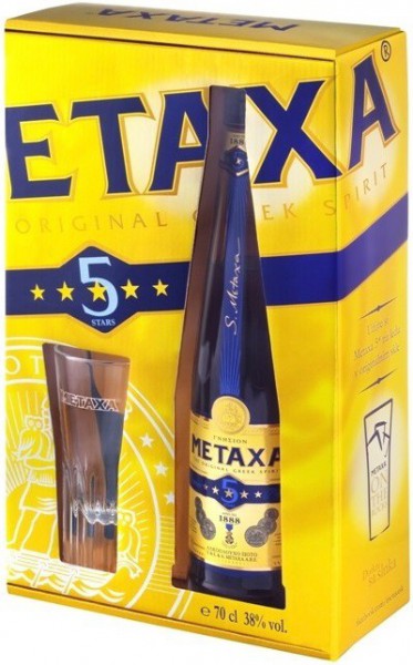 Бренди Metaxa 5*, gift box with a glass, 0.7 л