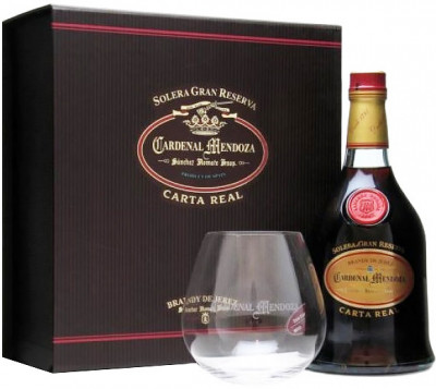 Бренди Sanchez Romate, Cardenal Mendoza "Carta Real" Solera Gran Reserva, gift box with glass, 0.7 л