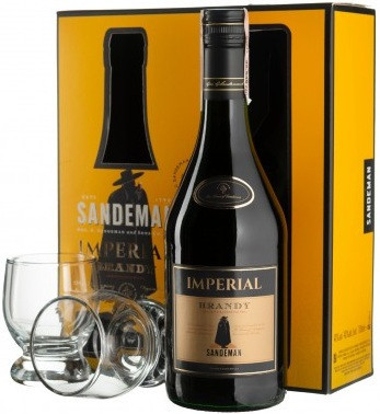 Бренди Sandeman, "Imperial" Solera, gift box with 2 glasses, 0.7 л