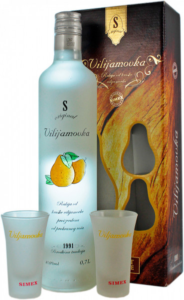 Бренди Simex, "S-Original" Vilijamovka, gift box with 2 glasses, 0.7 л