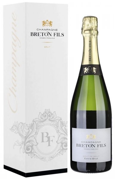 Шампанское Champagne Breton Fils, Brut de Brut Extra Brut, Champagne AOC, gift box