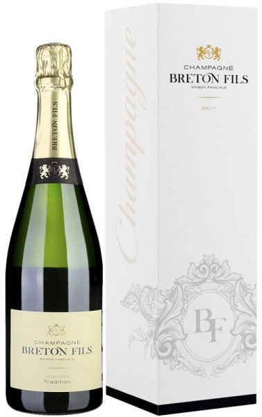 Шампанское Champagne Breton Fils, Tradition Demi-Sec, Champagne AOC, gift box