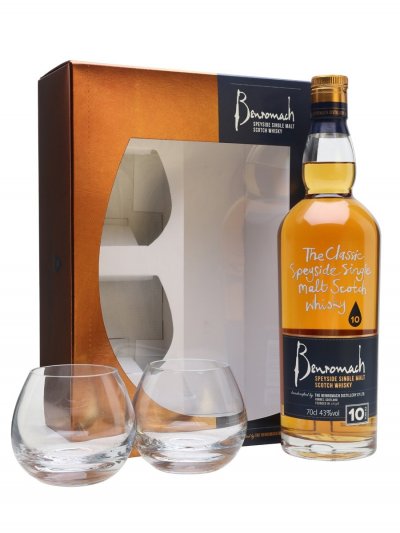 Набор "Benromach" 10 Years Old, gift box with 2 glasses
