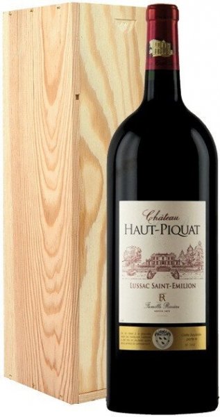 Вино Chateau Haut-Piquat, Lussac Saint-Emilion AOC, 2015, wooden box, 1.5 л