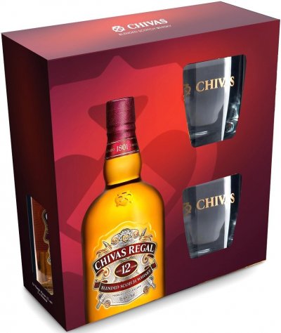 Набор "Chivas Regal" 12 years old, gift set with two glasses
