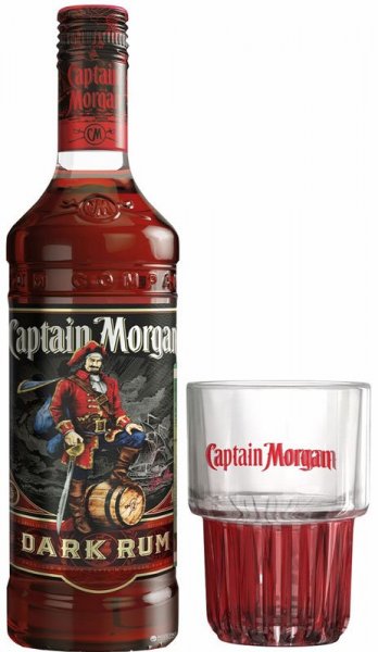 Ром "Captain Morgan" Dark, with glass, 0.7 л