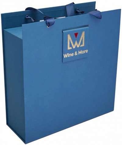 Подарочная упаковка "Case on Clips. Magnet" Gift Box for 1 Bottle and 2 Glasses, dark blue
