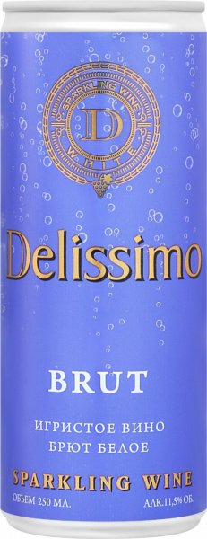 Игристое вино "Delissimo" White Brut, in can, 250 мл