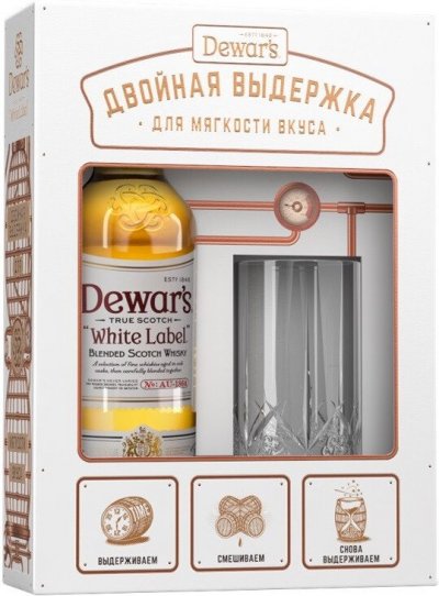 Виски "Dewar's" White Label, gift box with 1 glass, 0.7 л