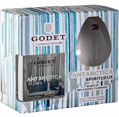 Коньяк Godet, "Antarctica" Icy White, gift box with glass, 0.5 л