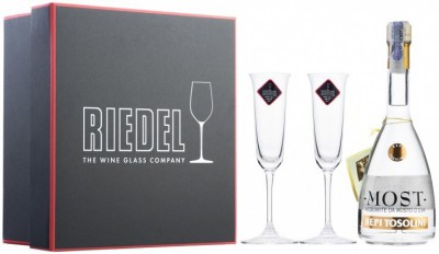 Граппа Bepi Tosolini, "Most Uve Miste", gift set with 2 Riedel crystal glasses, 0.7 л