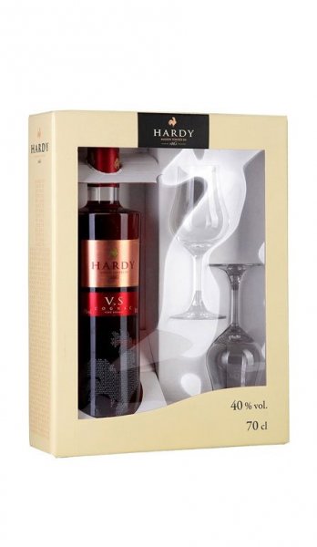 Набор Hardy VS, Fine Cognac, gift set with 2 glasses