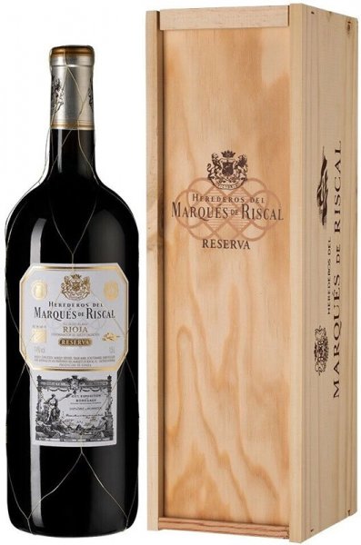 Вино "Herederos del Marques de Riscal" Reserva, Rioja DOC, 2019, wooden box, 1.5 л