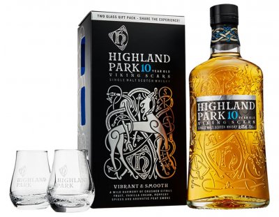 Виски "Highland Park" 10 Years Old, gift box with 2 glass, 0.7 л