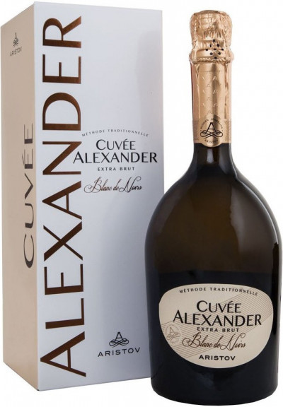 Игристое вино "Aristov. Cuvee Alexander" Blanc de Noirs Extra Brut, gift box