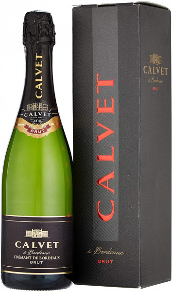 Игристое вино Calvet, Cremant de Bordeaux AOP Brut, gift box