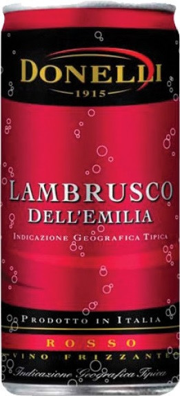 Игристое вино Donelli, Lambrusco dell'Emilia IGT Rosso Amabile, in can, 0.2 л