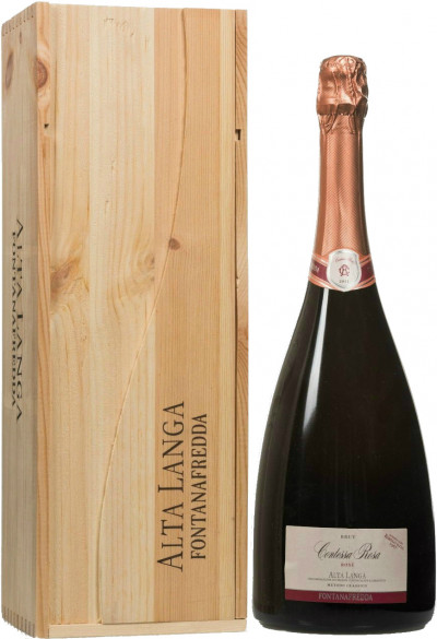 Игристое вино Fontanafredda, "Contessa Rosa" Rose, Alta Langa DOCG, 2012, wooden box, 1.5 л