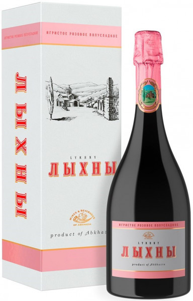 Игристое вино "Лыхны" Розовое Полусладкое, в подарочной коробке